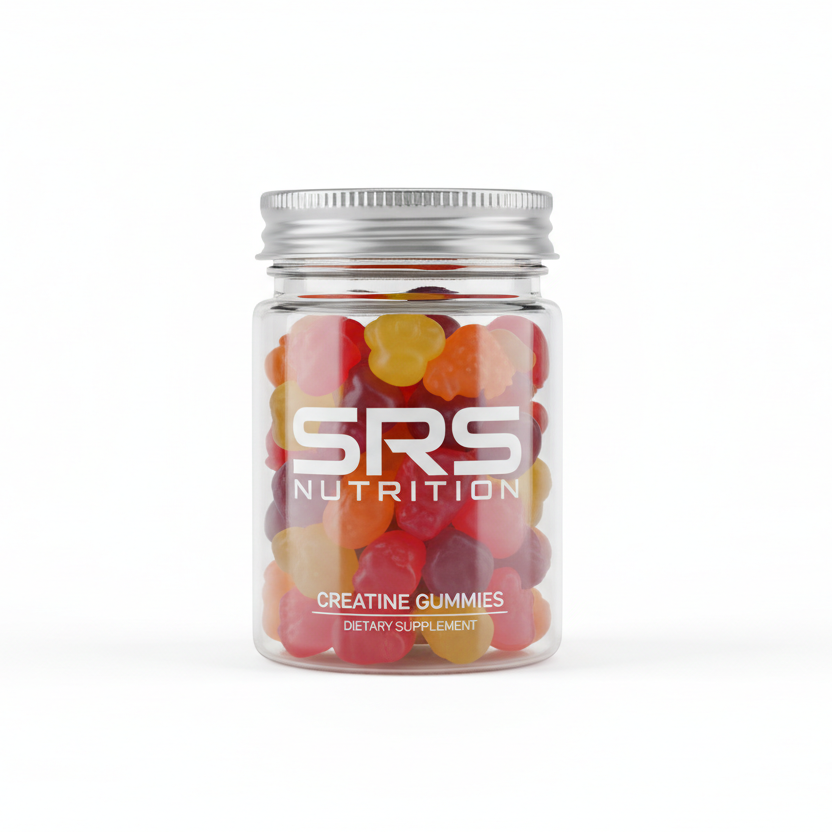 Creatine Gummies - SRS Nutrition in small transparant jar with our logo
